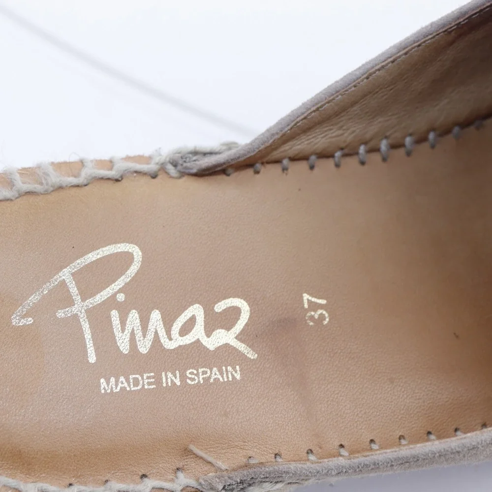 Pinaz Womens Mule Size 37 6 Tan Suede Espadrille Slip On Comfort Shoes Flat